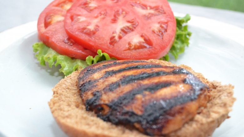 grilled chicken on wheat bun