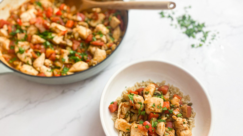 chicken, vegetables, and rice