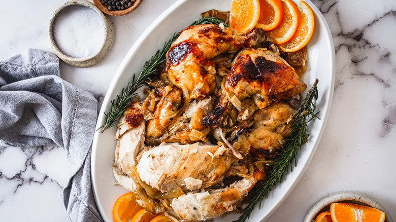 roast chicken with orange slices
