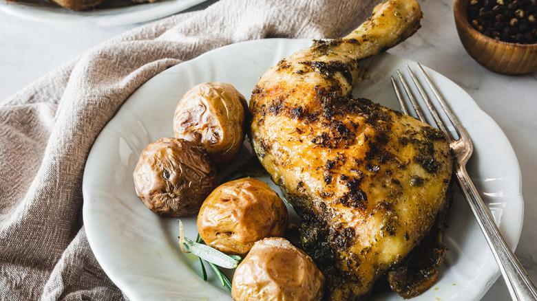 chicken leg quarter with potatoes