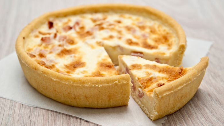 Quiche Lorraine on table