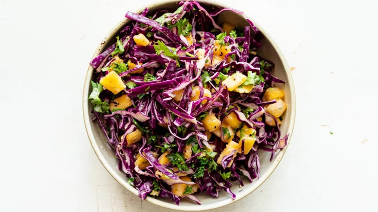 red cabbage slaw pineapple