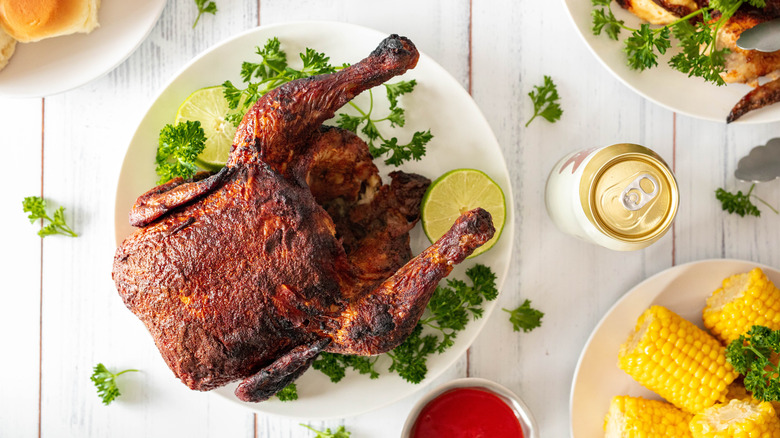 cooked chicken on white plate