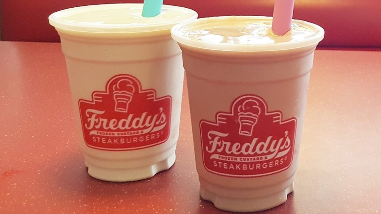 Two Freddy's milkshakes