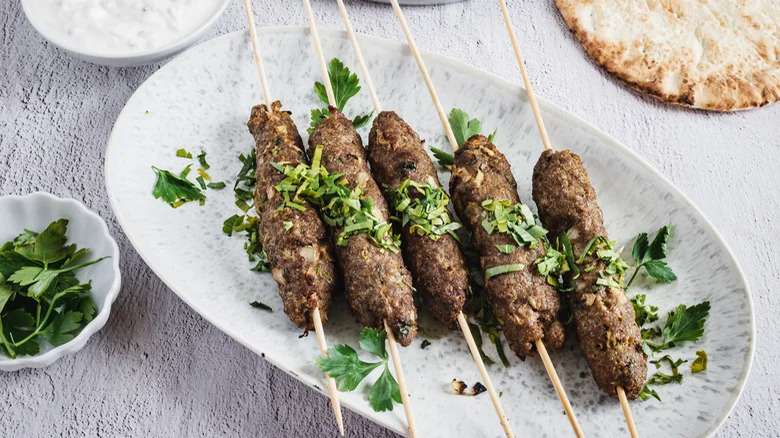 Ground meat on skewers