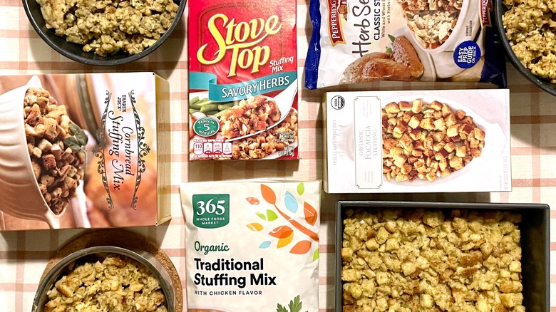 Store-bought boxed stuffing mixes, cooked, stovetop, and  baked Thanksgiving stuffing