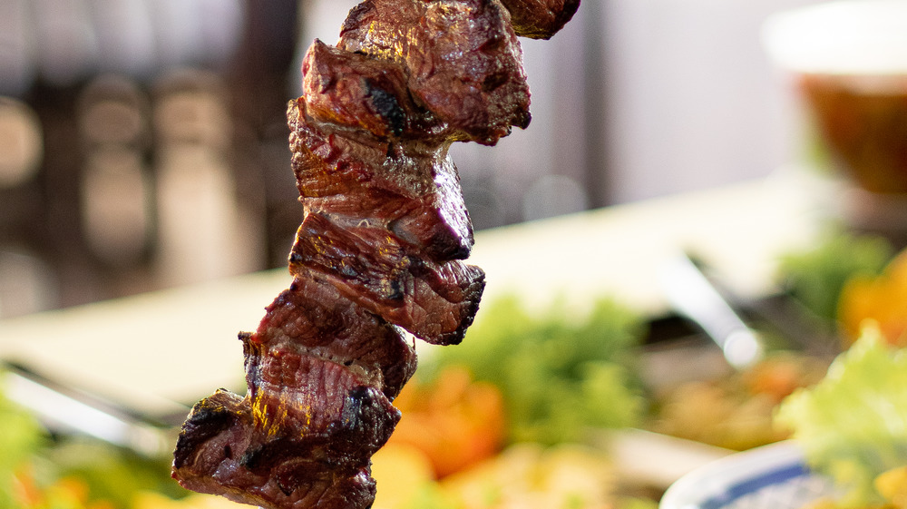 Filet mignon on a skewer