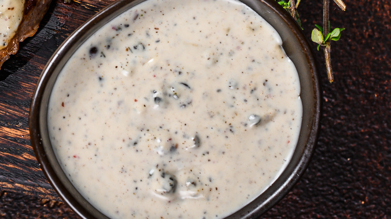 Small bowl with peppercorn sauce