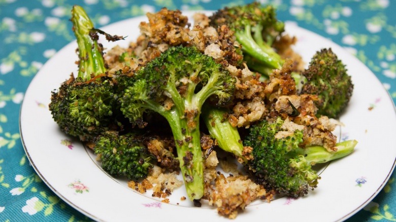plate of Crispy Roasted Parmesan Broccoli