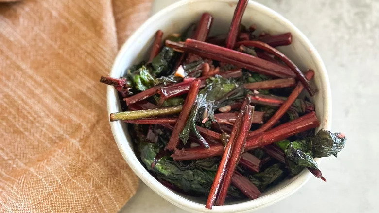 bowl of Sautéed Beet Greens