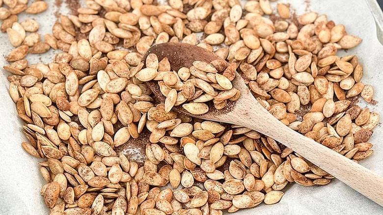 A tray of pumpkin seeds