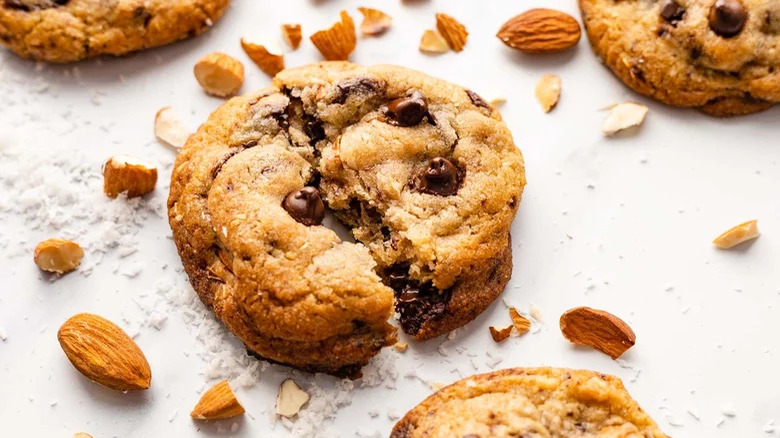 Chocolate chip cookies with almonds