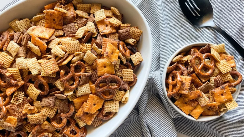 Bowls of chex mix