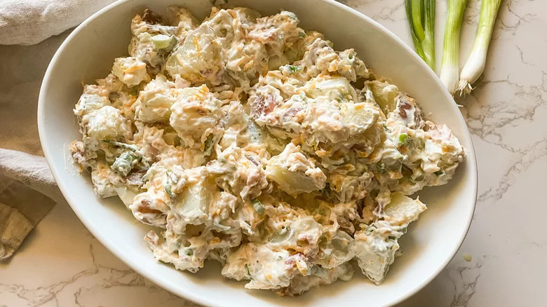 ranch potato salad in bowl