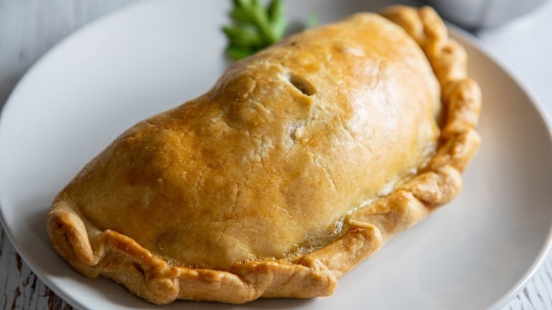 plate with pastie and garnish