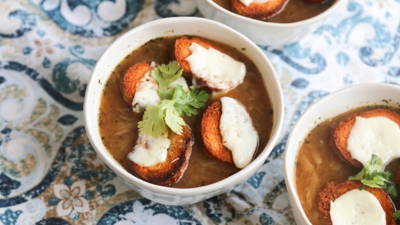 bowls of french onion soup