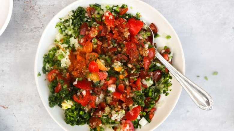 pico de gallo with spoon