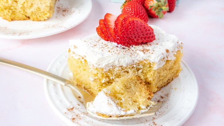 slice of tres leches cake