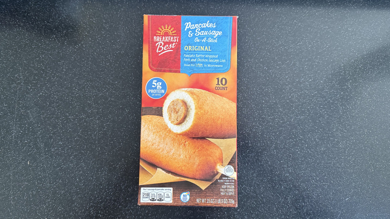 Package of Aldi frozen pancake sausages