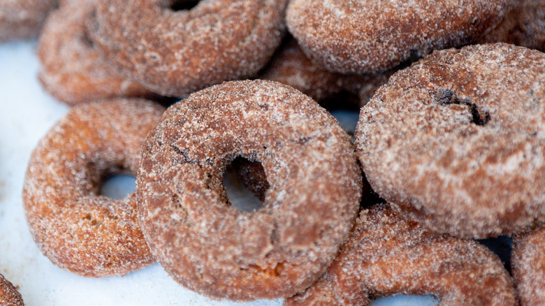 Pile of cinnamon donuts