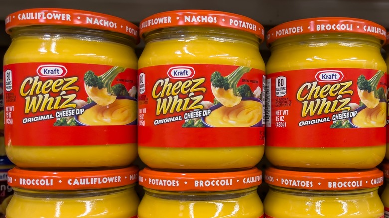 stack cheez whiz on shelf