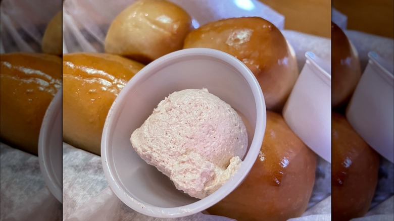 Whipped butter with basket of rolls