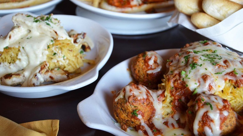 Two versions of Spaghetti Pie