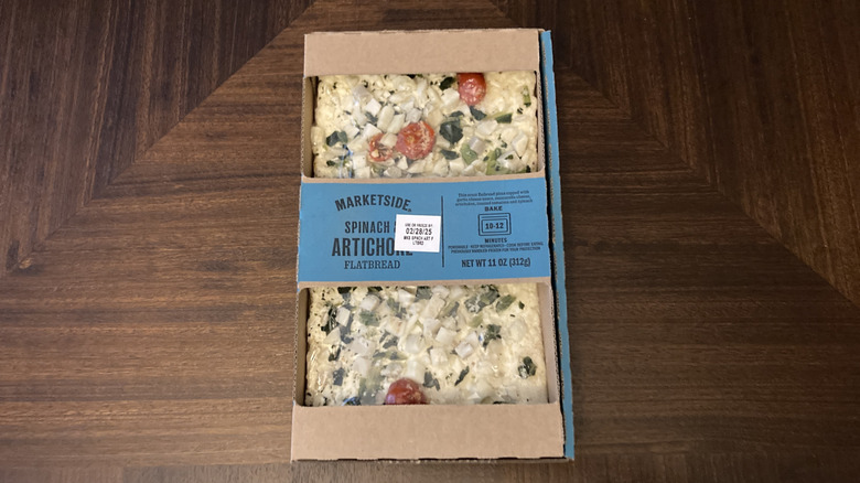 Marketside Spinach Artichoke Tomato flatbread in package