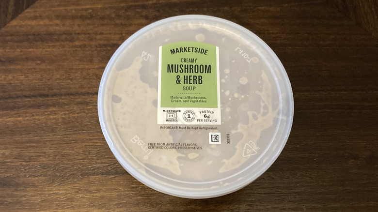 Tub of Marketside mushroom herb soup