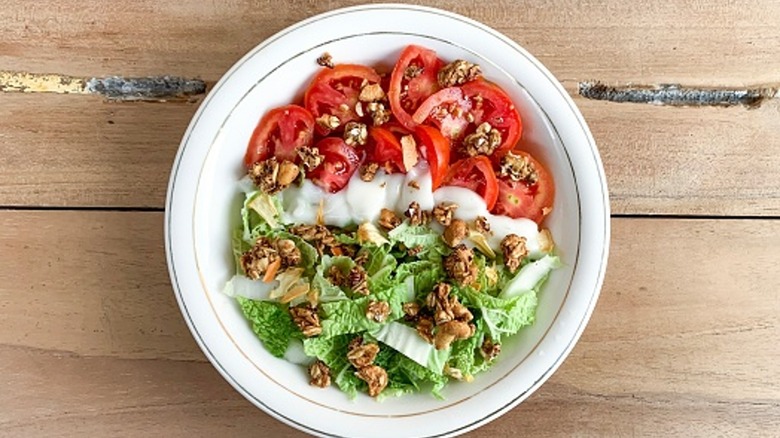 salad with granola garnish