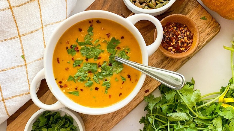 pumpkin soup with cilantro