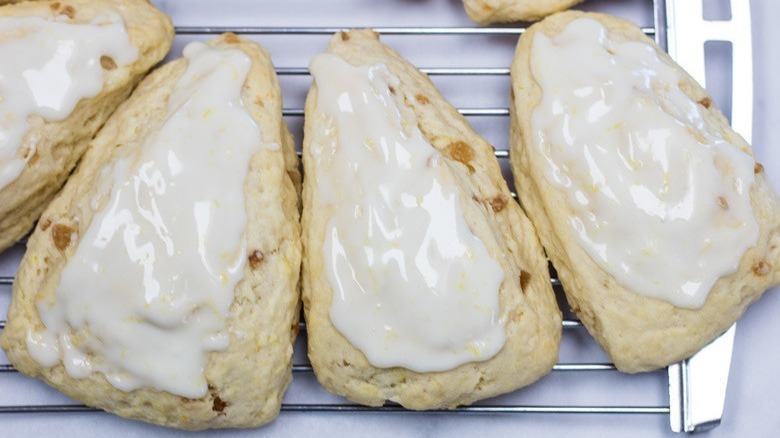 triangle-shaped frosted scones
