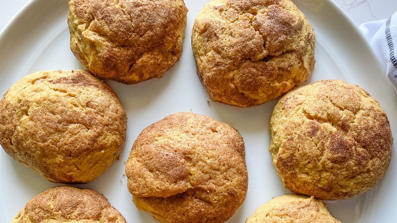 snickerdoodle cookies on white plate