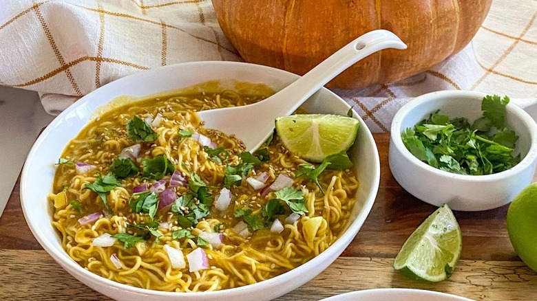 noodles with onions and cilantro