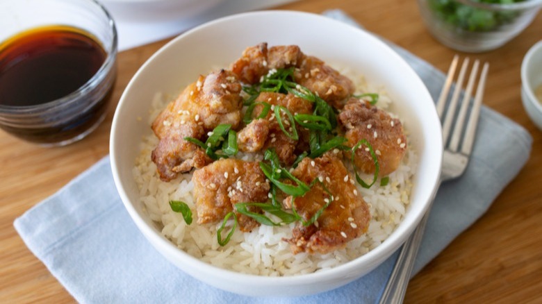 chicken and rice in bowl