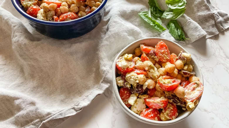 bowls of mediterranean chickpea salad