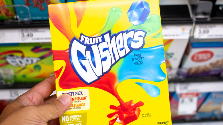 box of fruit gushers snacks