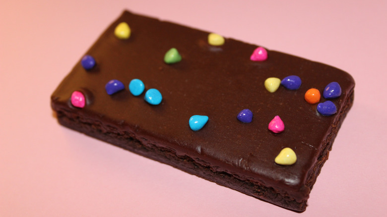 little debbie's cosmic brownie on pink background