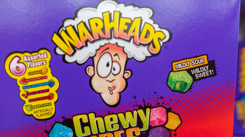 close of of warheads candy package