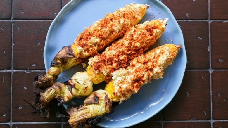 plate of mexican street corn