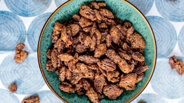 bowl of candied pecans