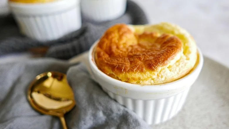 cheese souffle in ramekin