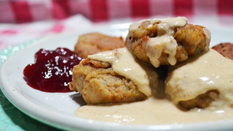 plate of copycat ikea meatballs with sauce