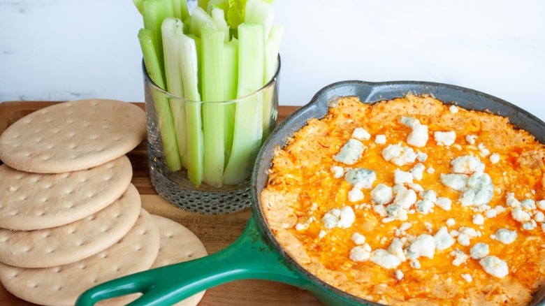 buffalo chicken dip in pan