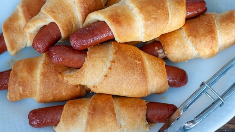 pigs in a blanket and tongs