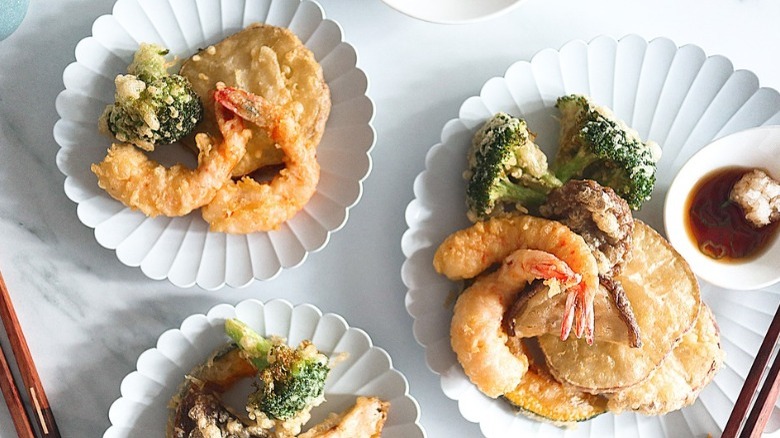 tempura veggies and shrimp