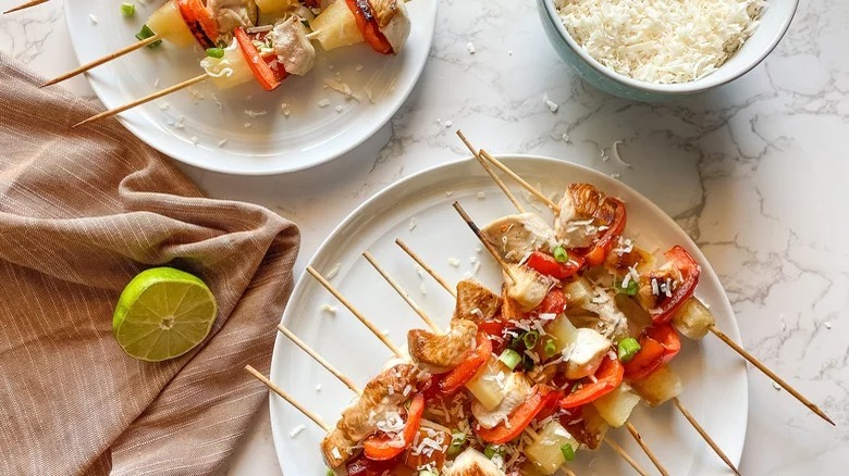 chicken skewers with coconut