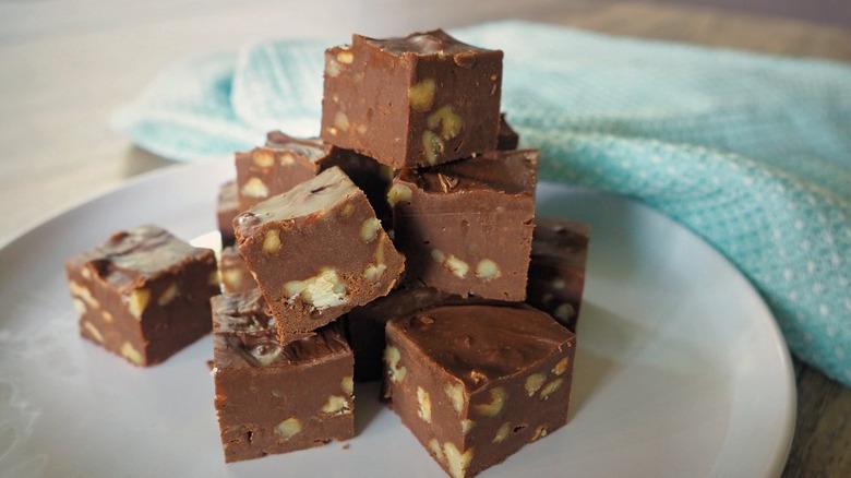 A plate of chocolate fudge