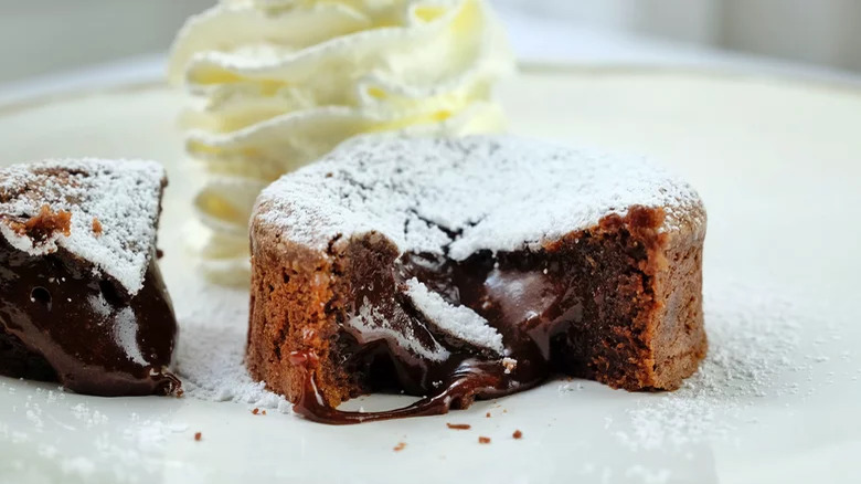 A chocolate lava cake