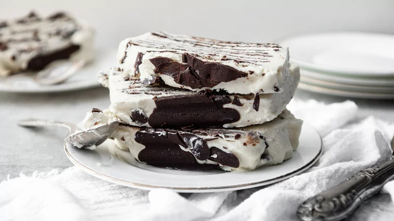 A stack of Viennetta on a plate